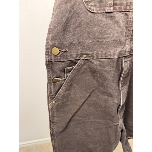 Carhartt Custom utility Shortails Brown Duck Canvas Patchwork Workwear Overalls - Picture 4 of 11
